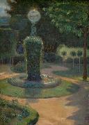 Johannes Martini Park mit Skulptur und Lampe Germany oil painting artist